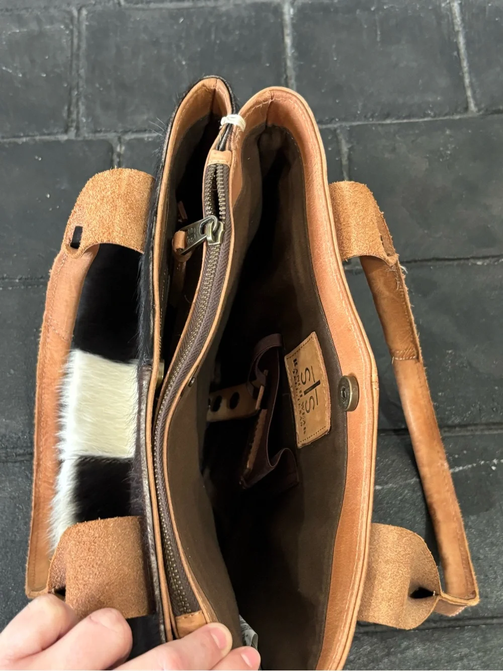 STS Ranchwear Yipee Kiyay tote bag purse cowhide tooled leather